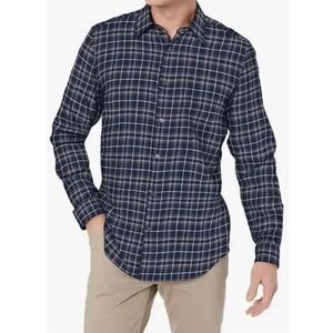 Theory Men Blue and Purple Plaid Button Down Long Sleeve Shirt L